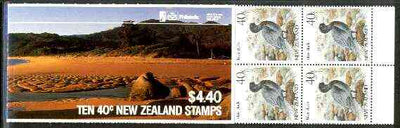 New Zealand 1987 $4.40 Totaranui Beach booklet containing 10 x 40c Blue Duck, complete and pristine, SB 44