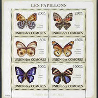 Comoro Islands 2009 Butterflies perf sheetlet containing set of 6 unmounted mint
