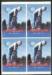 New Zealand 1998 Town Icons 40c Sheep Shearer self-adhesive block of 4 unmounted mint, SG 2200