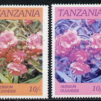 Tanzania 1986 Flowers 10s (Nersium) with yellow omitted, complete sheetlet of 8 plus normal sheet, both unmounted mint as SG 476