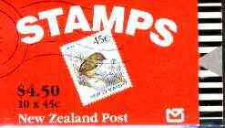 Booklet - New Zealand 1991 $4.50 booklet containing 10 x 45c Rock Wren, complete and pristine, SB 59