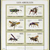 Comoro Islands 2009 Bees perf sheetlet containing set of 6 unmounted mint