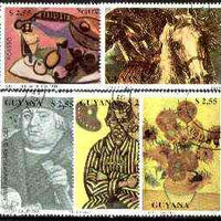Guyana 1990 Paintings complete set of 5 fine cto used*