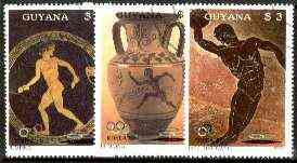 Guyana 1987 Summer Olympics (Greek Pottery) set of 3 fine cto used, Sc #1852-54*
