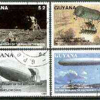 Guyana 1988 Aviation Achievements (Man on Moon, Zeppelins, etc) complete set of 4 fine cto used. Sc #2008