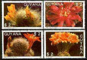 Guyana 1987 Flowering Cacti set of 4 fine cto used*
