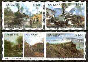Guyana 1990 British Locomotives set of 5 fine cto used, Sc # 2291-95*