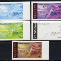 Tanzania 1986 John Audubon Birds 30s (Roseate Spoonbill) set of 5 unmounted mint imperf progressive colour proofs incl all 4 colours (as SG 467)