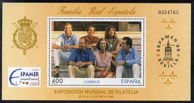Spain 1996 Espamer Stamp Exhibition perf m/sheet (Royal Family) unmounted mint SG MS 3382b