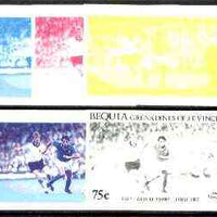 St Vincent - Bequia 1986 World Cup Football 75c (Italy v W Germany) set of 5 imperf progressive colour proofs comprising the 4 basic colours plus blue & magenta composite unmounted mint