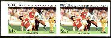 St Vincent - Bequia 1986 World Cup Football $1.50 (USSR v England) unmounted mint imperf pair