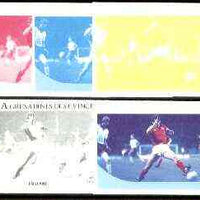 St Vincent - Bequia 1986 World Cup Football $6 (England Team) set of 5 imperf progressive colour proofs comprising the 4 basic colours plus blue & magenta composite unmounted mint