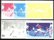 St Vincent - Bequia 1986 World Cup Football $6 (England Team) set of 5 imperf progressive colour proofs comprising the 4 basic colours plus blue & magenta composite unmounted mint