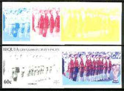 St Vincent - Bequia 1986 World Cup Football 60c (Denmark Team) set of 5 imperf progressive colour proofs comprising the 4 basic colours plus blue & magenta composite unmounted mint