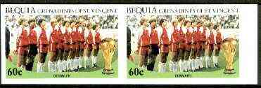 St Vincent - Bequia 1986 World Cup Football 60c (Denmark Team) unmounted mint imperf pair