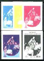 St Vincent - Bequia 1986 World Cup Football $1.50 (Italy) set of 5 imperf progressive colour proofs comprising the 4 basic colours plus blue & magenta composite unmounted mint
