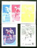 St Vincent - Bequia 1986 World Cup Football $2 (W Germany) set of 5 imperf progressive colour proofs comprising the 4 basic colours plus blue & magenta composite unmounted mint