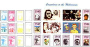 Angola 1999 Countdown to the Millennium #05 (1940-1949) sheetlet containing 4 values (Yalta Conf, Grable, Garland, Anne Frank & Pippi) the set of 5 imperf progressive proofs comprising various 2,3 & 4-colour combinations plus all ……Details Below