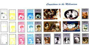 Angola 1999 Countdown to the Millennium #06 (1950-1959) sheetlet containing 4 values (Grace Kelly, Marilyn, Peanuts Cartoon & Laika,with Sputnik) the set of 5 imperf progressive proofs comprising various 2,3 & 4-colour combination……Details Below