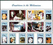 Angola 1999 Countdown to the Millennium #07 (1960-1969) perf sheetlet containing 4 values (Elvis, Marilyn,101 Dalmations, J Dean, 007 James Bond, King & Kennedy) unmounted mint