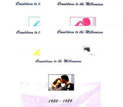 Angola 1999 Countdown to the Millennium #09 (1980-1989) imperf souvenir sheet (Charles & Di and SNCF Train) the set of 5 imperf progressive proofs comprising various 2,3 & 4-colour combinations plus all 5 colours unmounted mint