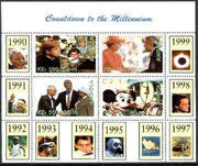 Angola 1999 Countdown to the Millennium #10 (1990-1999) perf sheetlet containing 4 values (Elton John & Diana, Senna, Euro-Disney, Queen & Peace in Middle East) unmounted mint