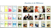 Angola 1999 Countdown to the Millennium #10 (1990-1999) sheetlet containing 4 values (Elton John & Diana, Senna, Euro-Disney, Queen & Peace in Middle East) the set of 5 imperf progressive proofs comprising various 2,3 & 4-colour c……Details Below