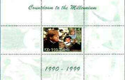 Angola 1999 Countdown to the Millennium #10 (1990-1999) perf souvenir sheet (Elton John & Diana, Senna & Euro-Disney) unmounted mint