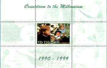 Angola 1999 Countdown to the Millennium #10 (1990-1999) perf souvenir sheet (Elton John & Diana, Senna & Euro-Disney) unmounted mint