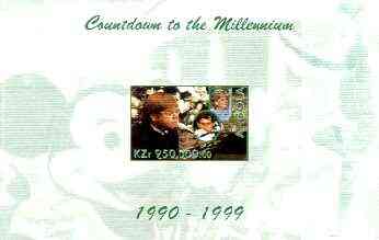 Angola 1999 Countdown to the Millennium #10 (1990-1999) imperf souvenir sheet (Elton John & Diana, Senna & Euro-Disney) unmounted mint