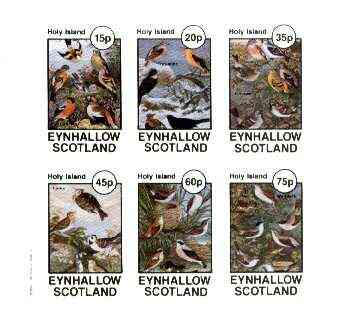 Eynhallow 1982 Mixed Birds (Finches, Thrushes, Larks & Warblers) imperf set of 6 values unmounted mint