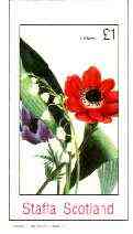 Staffa 1982 Flowers #48 (Lillies) imperf souvenir sheet (£1 value) unmounted mint