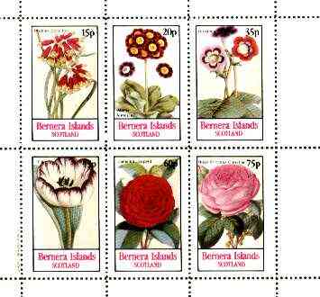 Bernera 1982 Flowers #22 (Auriculas, Rose, Tulip, etc) perf,set of 6 values unmounted mint