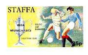 Staffa 1972 Pictorial imperf souvenir sheet (35p value) Celtic & Rangers Scottish Cup opt'd IBRA Munich 1973 unmounted mint