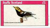 Staffa 1982 Birds #66 (Black-throated Green Warbler) imperf souvenir sheet (£1 value) unmounted mint