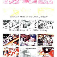 Turkmenistan 1999 Baseball Stars of the 20th Century sheetlet containing set of 8 values, the set of 5 imperf progressive proofs comprising the 4 individual colours plus all 4-colour composite, unmounted mint