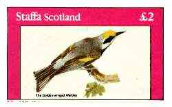 Staffa 1982 Birds #67 (Golden-winged Warbler) imperf deluxe sheet (£2 value) unmounted mint