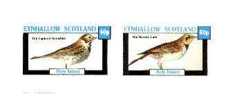 Eynhallow 1982 Birds #28 (Snowbird & Lark) imperf set of 2 values unmounted mint