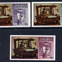 Togo 1968 Paintings of Local Industries 20f, 45f & 90f (Weaver at Loom & Textile Plant) unmounted mint imperf (as SG 578, 80 & 82)