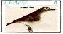 Staffa 1982 Birds #69 (Red-eyed Greenlet) imperf souvenir sheet (£1 value) unmounted mint