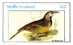 Staffa 1982 Birds #69 (Meadow Lark) imperf deluxe sheet (£2 value) unmounted mint