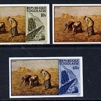 Togo 1968 Paintings of Local Industries 10f, 30f & 60f (Gleaning Millet & Phosphate Mine) unmounted mint imperf (as SG 577, 79 & 81)