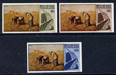 Togo 1968 Paintings of Local Industries 10f, 30f & 60f (Gleaning Millet & Phosphate Mine) unmounted mint imperf (as SG 577, 79 & 81)