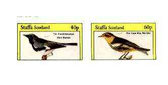 Staffa 1982 Birds #70 (Blue & Cape May Warblers) imperf set of 2 values unmounted mint