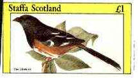 Staffa 1982 Birds #70 (Chewink) imperf souvenir sheet (£1 value) unmounted mint