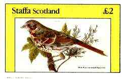 Staffa 1982 Birds #70 (Fox Coloured Sparrow) imperf deluxe sheet (£2 value) unmounted mint