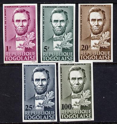 Togo 1965 Abraham Lincoln imperf set of 5 unmounted mint (as SG 413-17)