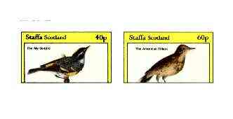 Staffa 1982 Birds #72 (Myrtle-bird & Titlark) imperf set of 2 values unmounted mint