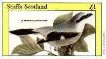 Staffa 1982 Birds #72 (Butcher-bird) imperf souvenir sheet (£1 value) unmounted mint