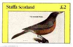 Staffa 1982 Birds #72 (American Robin) imperf deluxe sheet (£2 value) unmounted mint